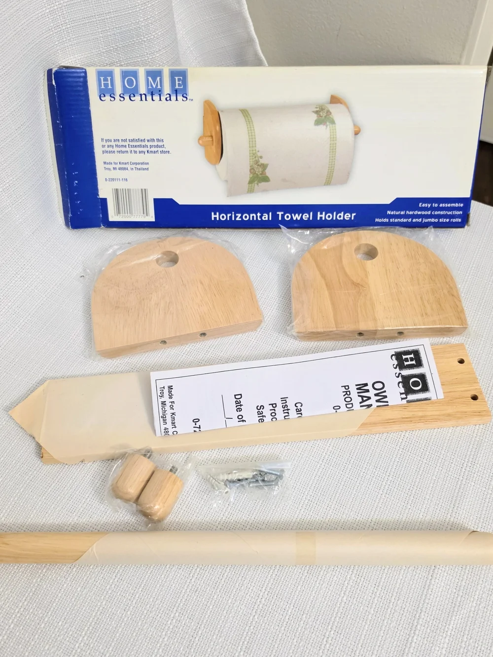 Vtg Oak Wood Paper Towel Holder Wall Under Cabinet Farmhouse Country